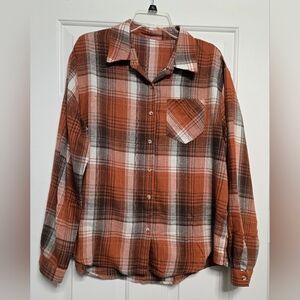 NWOT Plaid Button-Up Shirt XL